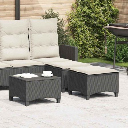 Tabourets jardin coussins 2 pcs noir 55x55x36 cm résine tressée