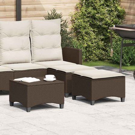 Tabourets jardin coussins 2pcs marron 55x55x36cm résine tressée