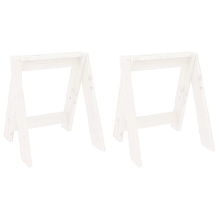 Tabourets lot de 2 blanc 40x40x45 cm bois massif de pin