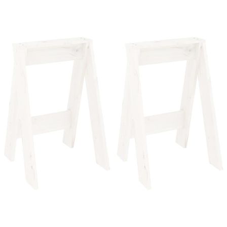 Tabourets lot de 2 blanc 40x40x60 cm bois massif de pin