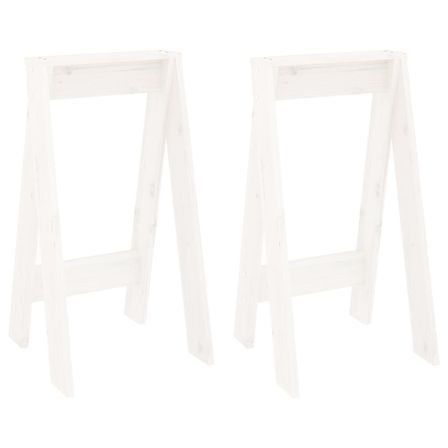 Tabourets lot de 2 blanc 40x40x75 cm bois massif de pin