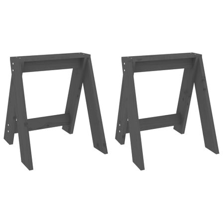 Tabourets lot de 2 gris 40x40x45 cm bois massif de pin