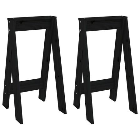 Tabourets lot de 2 noir 40x40x75 cm bois massif de pin