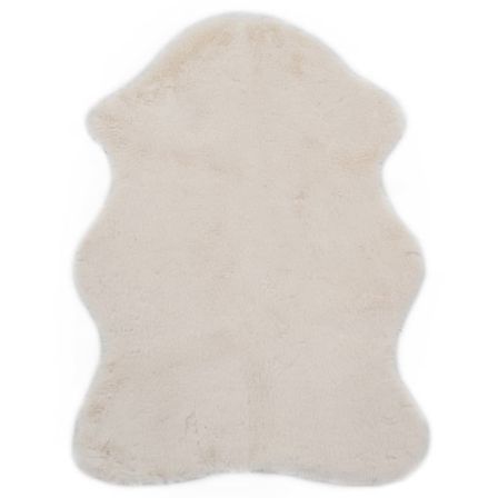 Tapis 65 x 95 cm Fausse fourrure de lapin Crème
