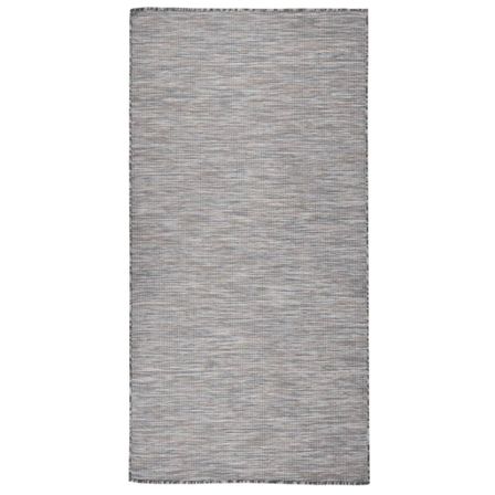 Tapis à tissage plat d'extérieur 100x200 cm Marron et noir