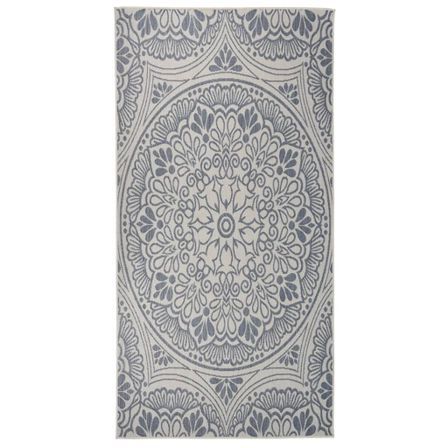 Tapis à tissage plat d'extérieur 100x200 cm Motif bleu