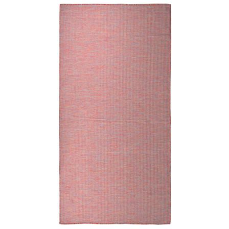 Tapis à tissage plat d'extérieur 100x200 cm Rouge