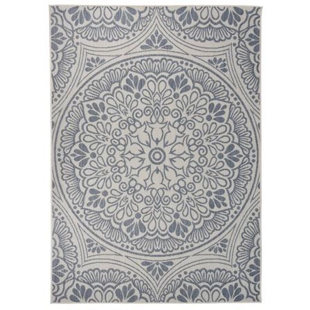 Tapis à tissage plat d'extérieur 120x170 cm Motif bleu