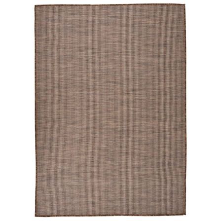 Tapis à tissage plat d'extérieur 140x200 cm Marron