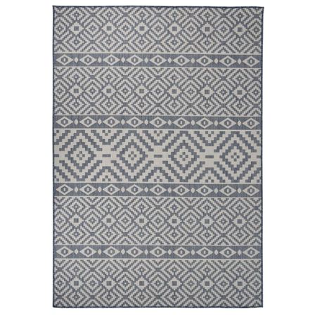 Tapis à tissage plat d'extérieur 160x230 cm Rayures bleues
