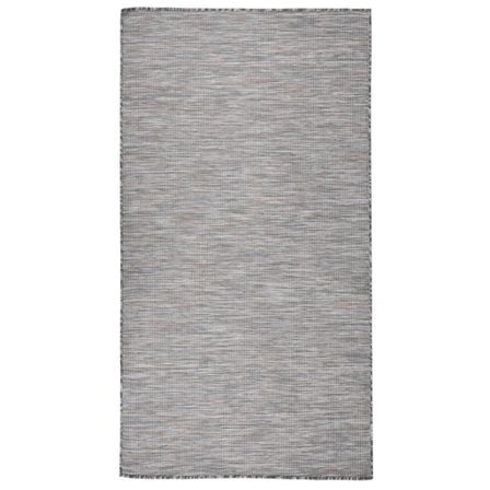 Tapis à tissage plat d'extérieur 80x150 cm Marron et bleu