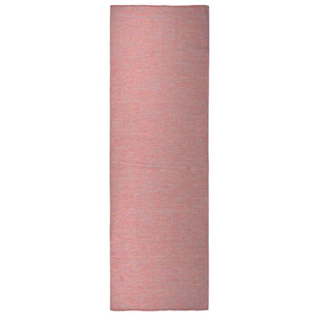 Tapis à tissage plat d'extérieur 80x250 cm Rouge