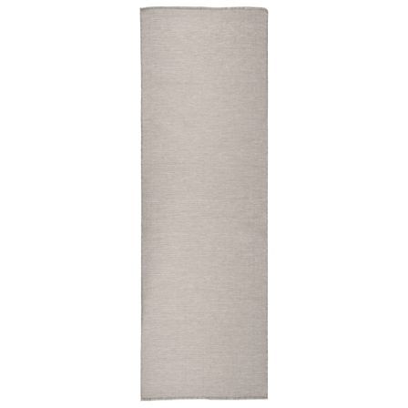 Tapis à tissage plat d'extérieur 80x250 cm Taupe