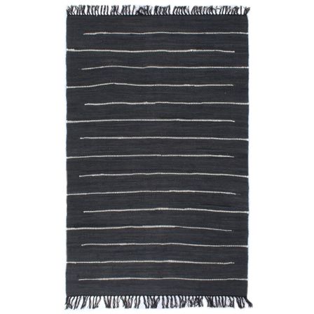 Tapis Chindi Coton tissé à la main 120 x 170 cm Anthracite 2