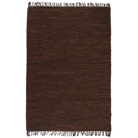 Tapis Chindi tissé à la main Cuir 80 x 160 cm Marron