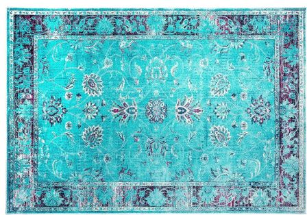 Tapis classique en viscose turquoise bordé Sofa 230