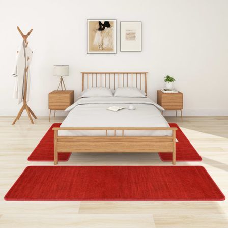 Tapis de lit Shaggy Poils longs 3 pcs Rouge 3