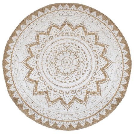 Tapis de sol Jute tressée imprimée 210 cm Rond
