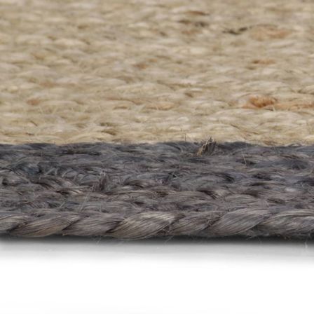 Tapis fait à la main Jute avec bord gris foncé 210 cm