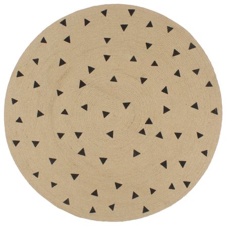 Tapis fait à la main Jute avec imprimé à triangles 120 cm