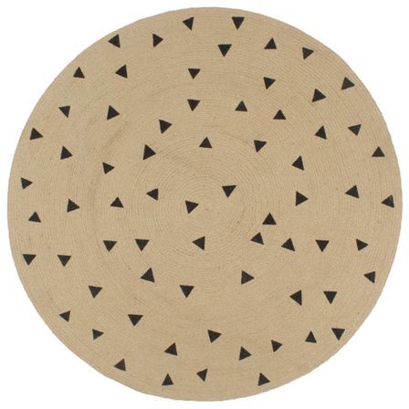 Tapis fait à la main Jute avec imprimé à triangles 90 cm