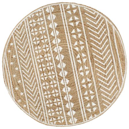 Tapis fait à la main Jute avec imprimé blanc 150 cm 2