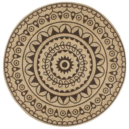 Tapis fait à la main Jute avec imprimé marron foncé 120 cm