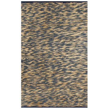 Tapis fait à la main Jute Bleu et naturel 160x230 cm