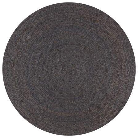 Tapis fait à la main Jute Rond 120 cm Gris foncé