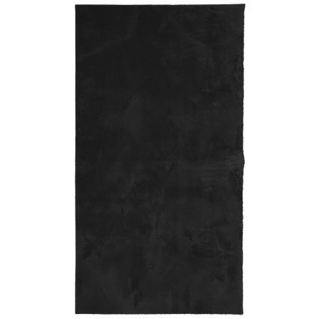 Tapis HUARTE à poils courts doux et lavable noir 60x110 cm