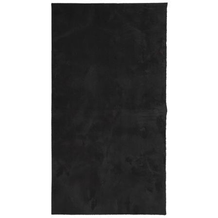 Tapis HUARTE à poils courts doux et lavable noir 80x150 cm