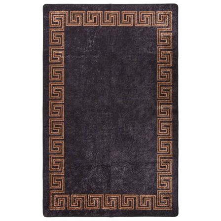 Tapis lavable antidérapant 160x230 cm Noir et doré
