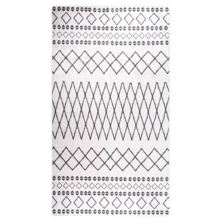 Tapis lavable antidérapant 190x300 cm Noir et blanc