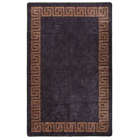 Tapis lavable antidérapant 80x150 cm Noir et doré