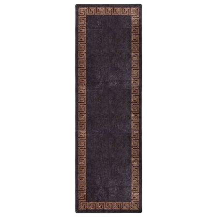 Tapis lavable antidérapant 80x300 cm Noir et doré