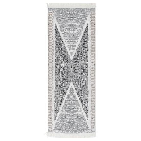 Tapis Noir et gris 100x300 cm Coton