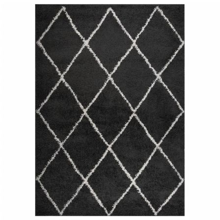 Tapis shaggy à poils longs Crème et anthracite 120x170 cm