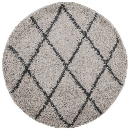 Tapis shaggy à poils longs moderne beige et anthracite Ø 120 cm