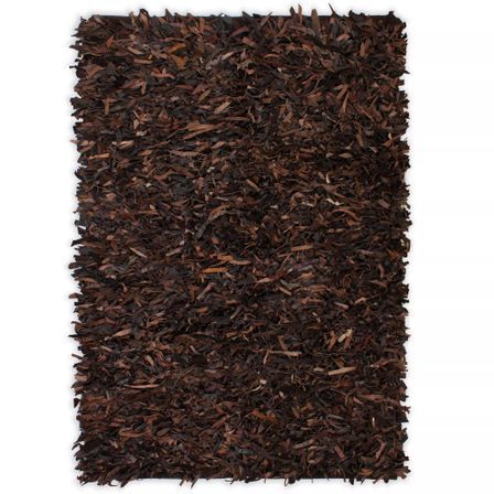 Tapis shaggy Cuir véritable 80 x 160 cm Marron