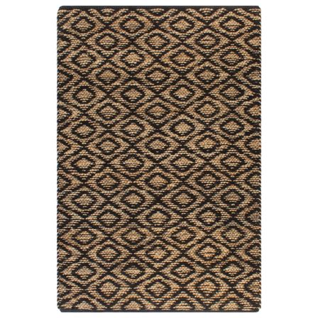 Tapis tissé à la main Jute Tissu 160 x 230 cm Naturel et Noir