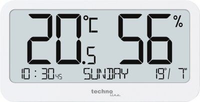 Techno Line Ws9455 - Termometro- Igrometro Digitale Con Orologio E Data - Digital Thermometer- Hygrometer With Clock And Date