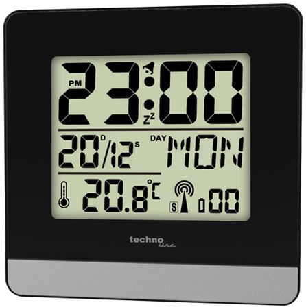 Techno Line Wt260 - Sveglia Radiocontrollata Con Temp. Data (7 Lingue). Luce E Snooze - Radio Controlled Alarm Clock With Temp. Date (7 Languages). Light And Snooze
