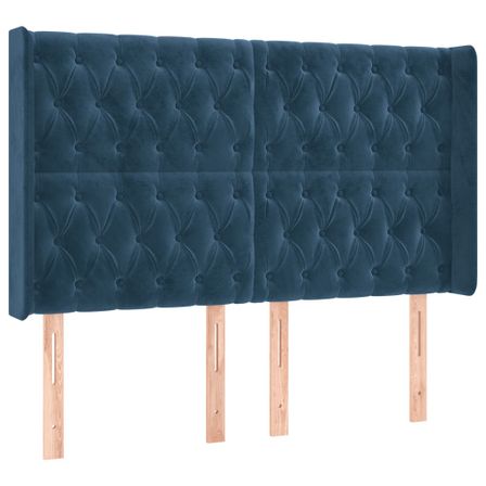 Tête de lit à LED Bleu foncé 147x16x118/128 cm Velours