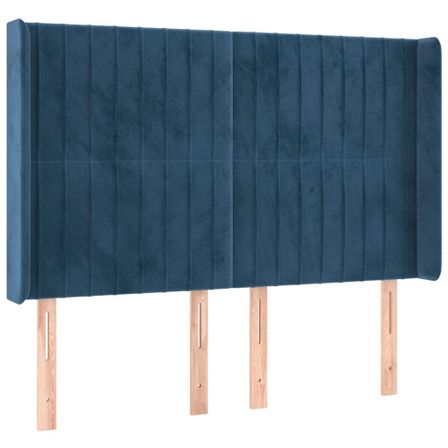 Tête de lit à LED Bleu foncé 147x16x118/128 cm Velours