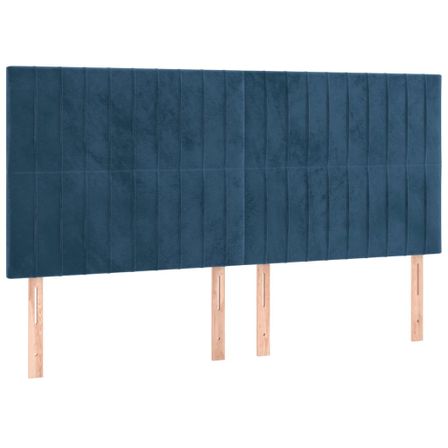 Tête de lit à LED Bleu foncé 160x5x118/128 cm Velours