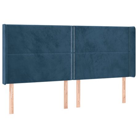 Tête de lit à LED Bleu foncé 163x16x118/128 cm Velours