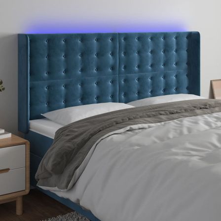 Tête de lit à LED Bleu foncé 163x16x118/128 cm Velours