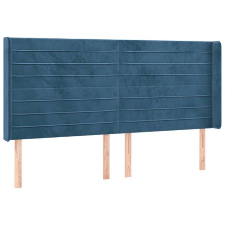 Tête de lit à LED Bleu foncé 183x16x118/128 cm Velours