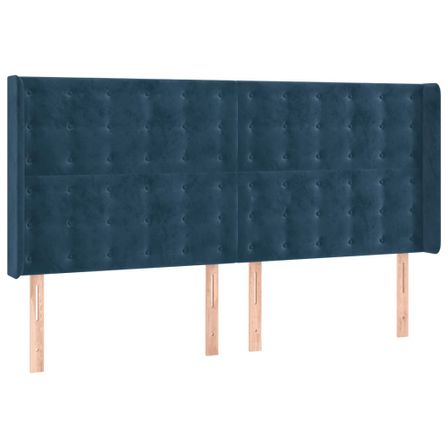 Tête de lit à LED Bleu foncé 183x16x118/128 cm Velours