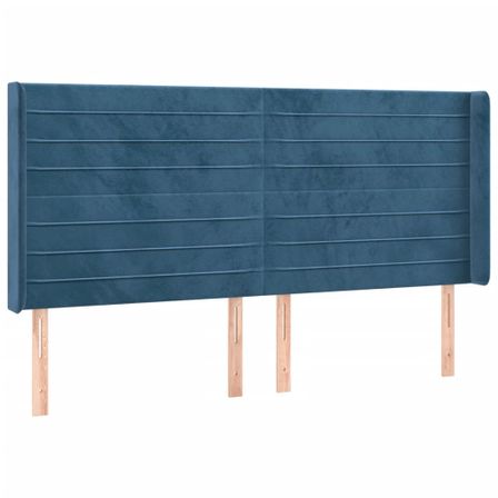 Tête de lit à LED Bleu foncé 203x16x118/128 cm Velours